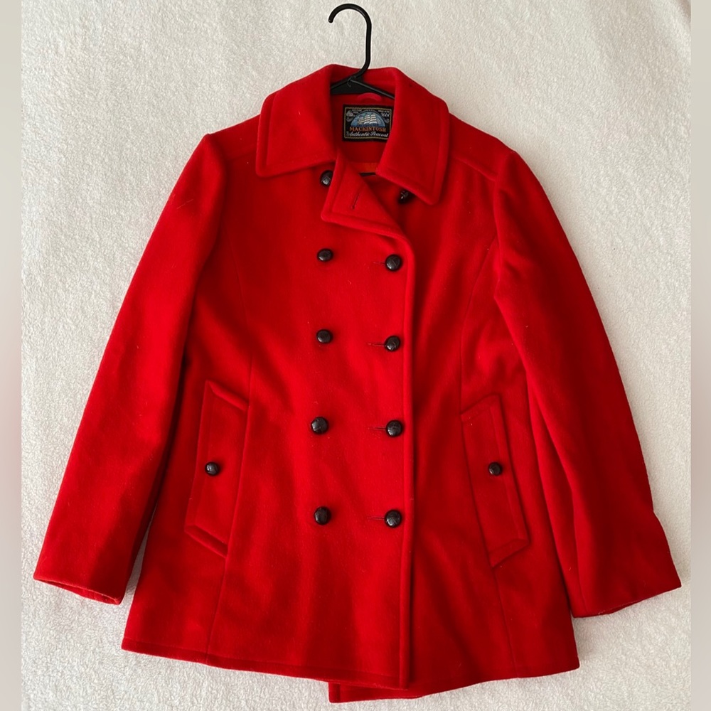 Vintage red Mackintosh 100% Wool Peacoat